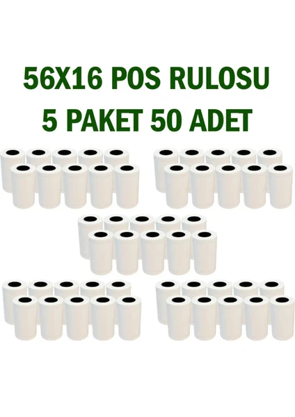 BK Etiket X5 Tech Termal Yazar Kasa Pos Rulosu 56X16 mt (5paket 50 Rulo)